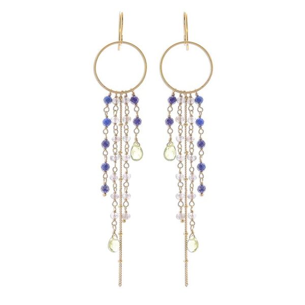 Alternate image for Gold Plated Multi-Gemstone Waterfall Earrings from Thailand Luxurious Rain