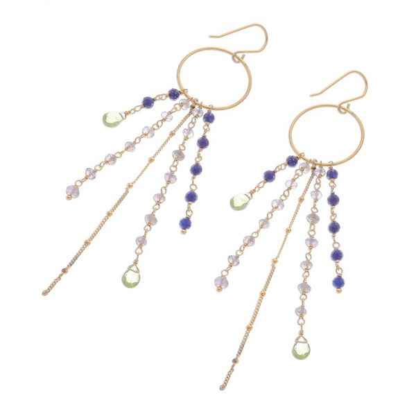 Alternate image for Gold Plated Multi-Gemstone Waterfall Earrings from Thailand Luxurious Rain