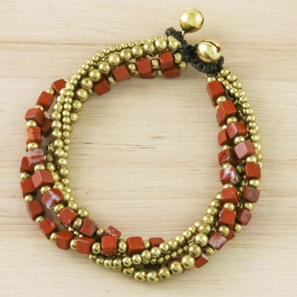 Handcrafted Colorful Jasper Torsade Bracelet from Thailand 'Boho Beautiful'