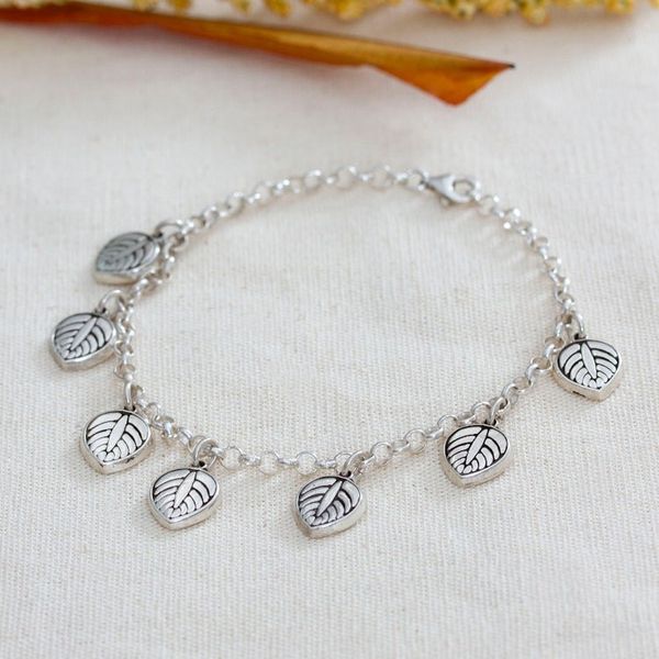Alternate image for Leaf-Themed Taxco Silver Charm Bracelet from Mexico Luscious Leaf