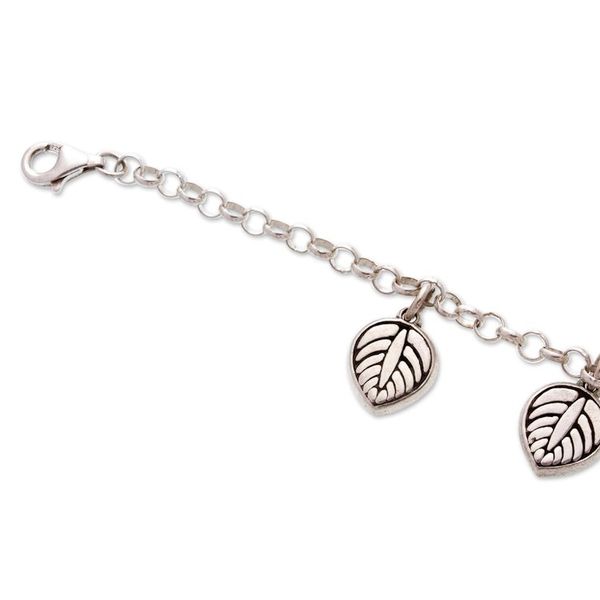 Alternate image for Leaf-Themed Taxco Silver Charm Bracelet from Mexico Luscious Leaf