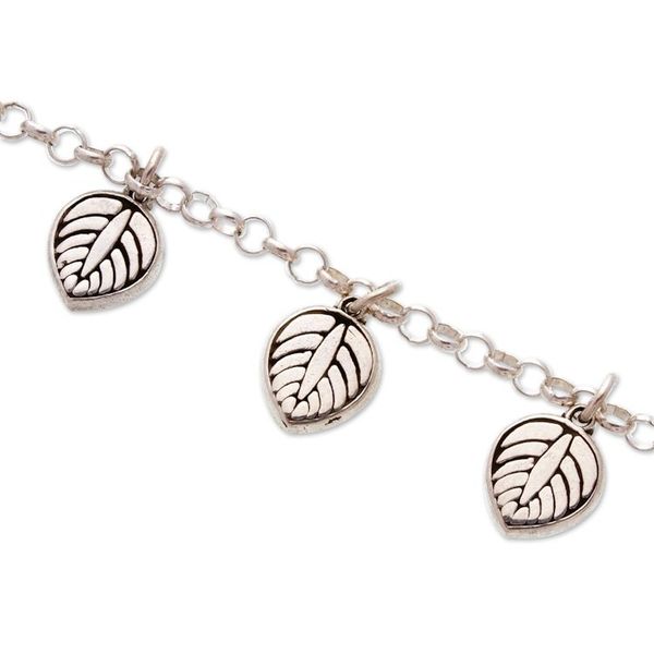 Alternate image for Leaf-Themed Taxco Silver Charm Bracelet from Mexico Luscious Leaf