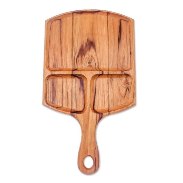 Alternate image for Sectioned Teak Wood Tray Crafted in Thailand Delightful Portion