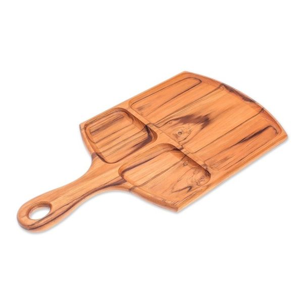 Alternate image for Sectioned Teak Wood Tray Crafted in Thailand Delightful Portion