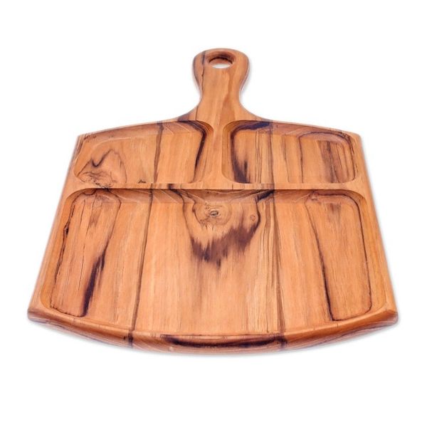 Alternate image for Sectioned Teak Wood Tray Crafted in Thailand Delightful Portion