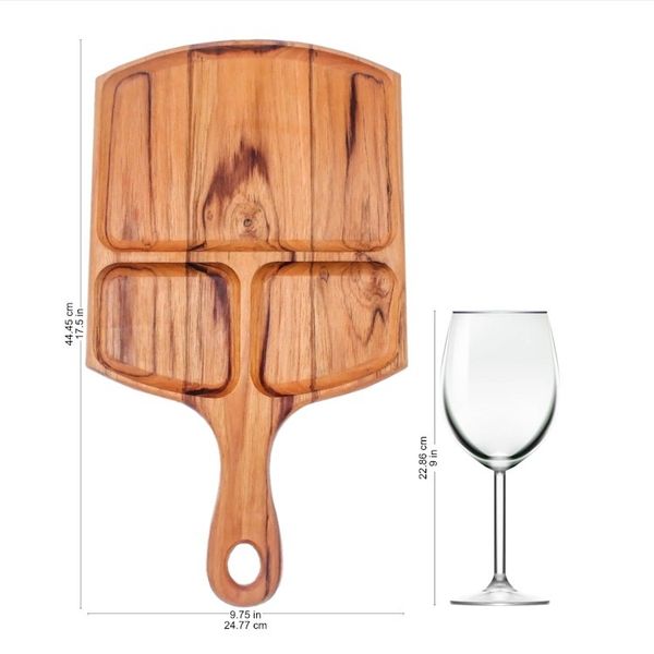 Alternate image for Sectioned Teak Wood Tray Crafted in Thailand Delightful Portion