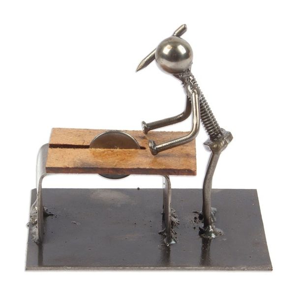 Alternate image for Carpenter at Work Recycled Metal Figurine from Mexico Handy Carpenter