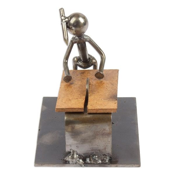 Alternate image for Carpenter at Work Recycled Metal Figurine from Mexico Handy Carpenter