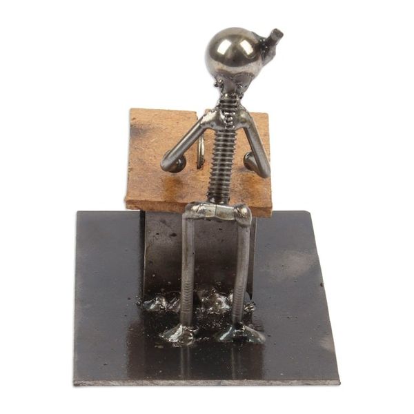 Alternate image for Carpenter at Work Recycled Metal Figurine from Mexico Handy Carpenter