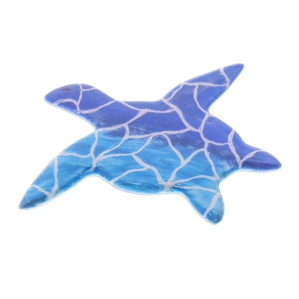 Alternate image for Hand-Painted Ceramic Sea Turtle Brooch in Blue Sea Turtle Love