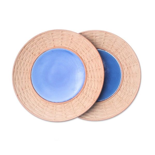 Alternate image for Ceramic Plates in Blue from Thailand Pair Country Meal