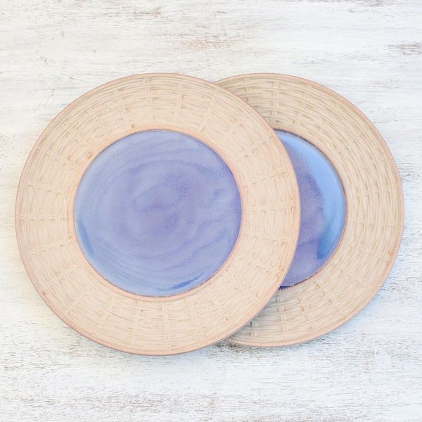 Alternate image for Ceramic Plates in Blue from Thailand Pair Country Meal