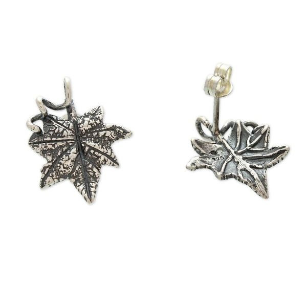 Alternate image for Sylvan-Inspired Oxidized Sterling Silver Button Earrings Wine Memory