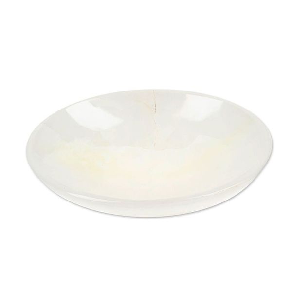 Alternate image for Modern Hand-Carved Oval White Onyx Snack Plate from Mexico Earthy Heaven
