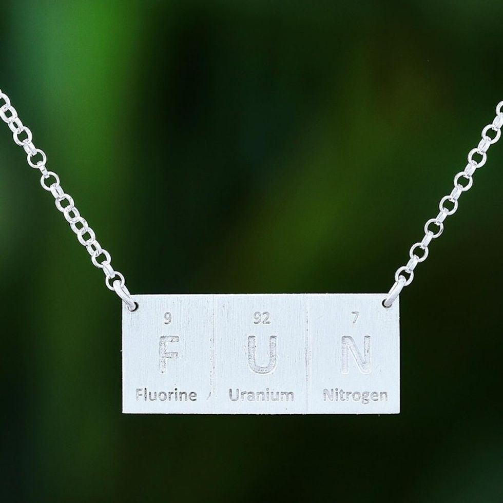 Artisan Crafted Thai Sterling Silver Pendant Necklace 'Formula for Fun'