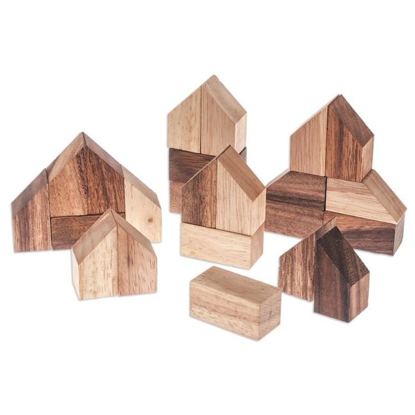 Alternate image for Raintree Wood City Builder Game from Thailand 37 Piece Home Town