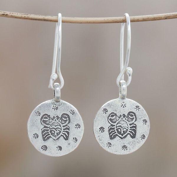 Alternate image for Karen Silver Cancer Dangle Earrings from Thailand Karen Cancer