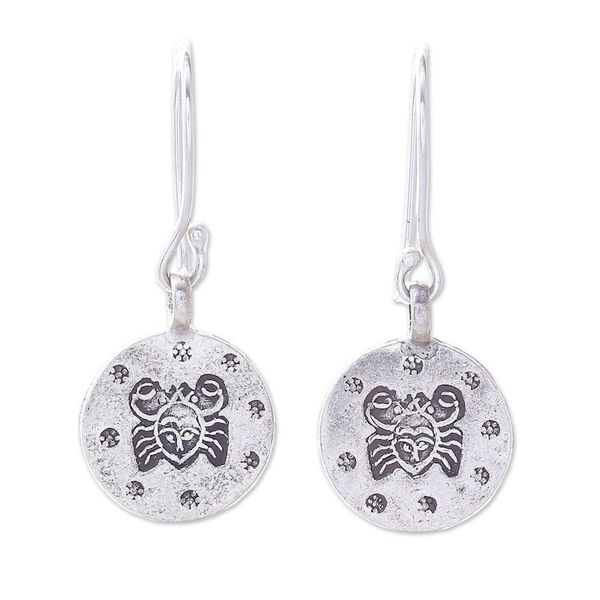Alternate image for Karen Silver Cancer Dangle Earrings from Thailand Karen Cancer