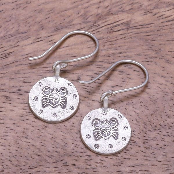 Alternate image for Karen Silver Cancer Dangle Earrings from Thailand Karen Cancer