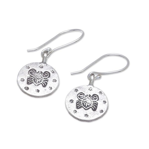 Alternate image for Karen Silver Cancer Dangle Earrings from Thailand Karen Cancer