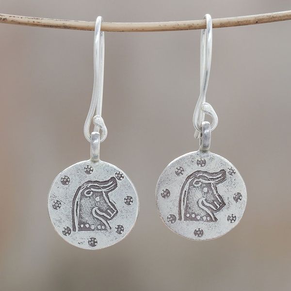 Alternate image for Karen Silver Taurus Dangle Earrings from Thailand Karen Taurus