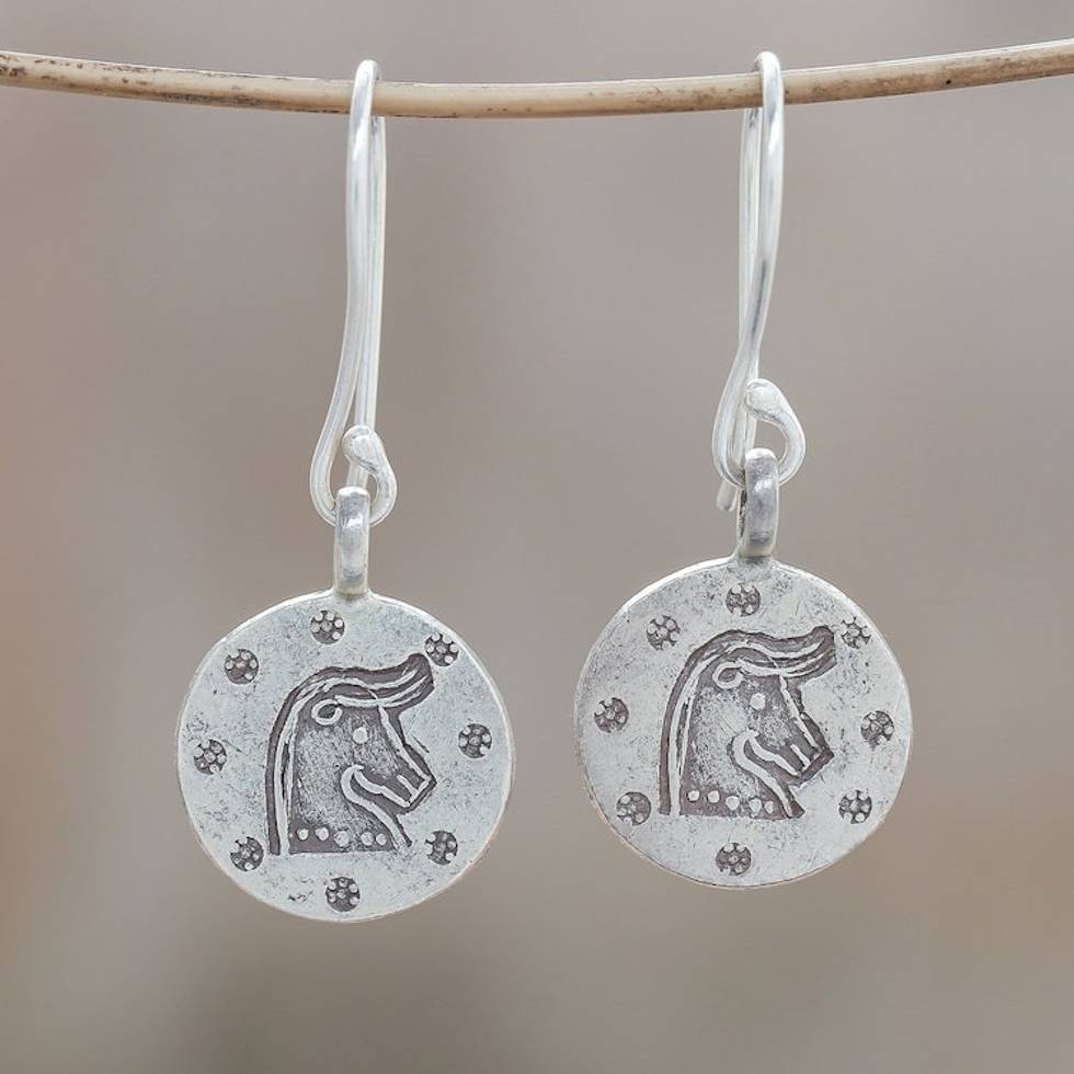 Karen Silver Taurus Dangle Earrings from Thailand 'Karen Taurus'