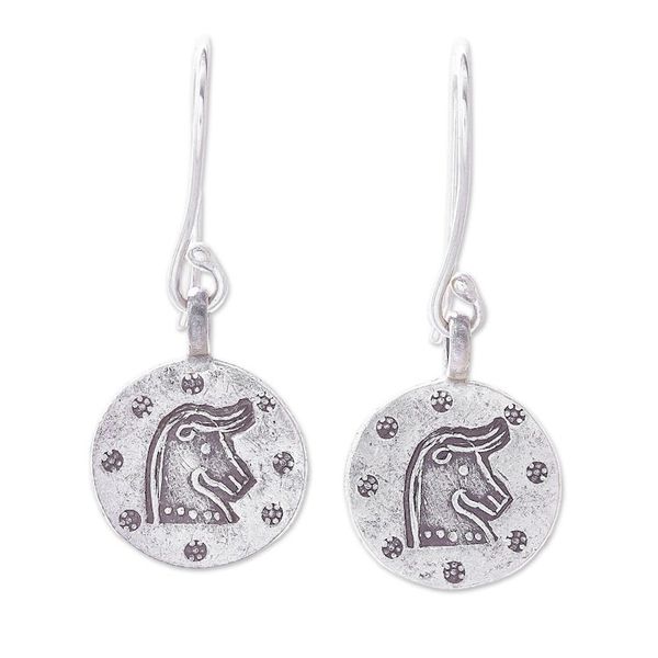 Alternate image for Karen Silver Taurus Dangle Earrings from Thailand Karen Taurus