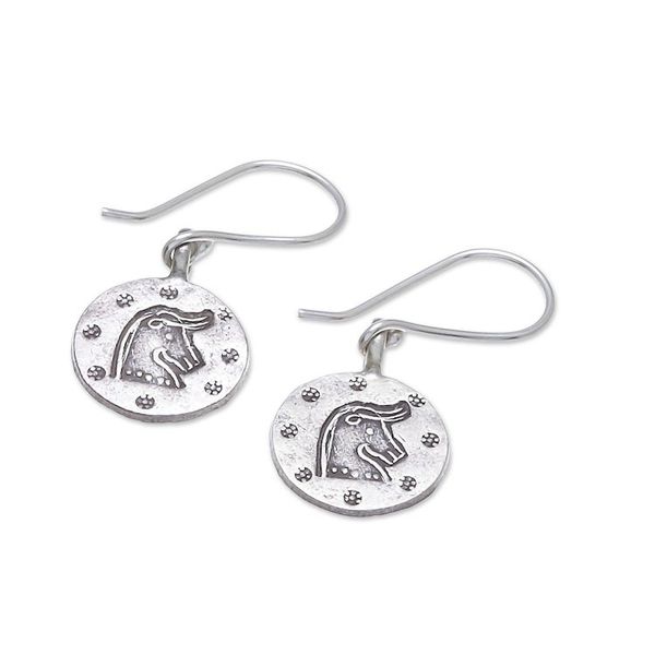 Alternate image for Karen Silver Taurus Dangle Earrings from Thailand Karen Taurus