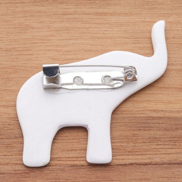 Alternate image for Hand Painted Elephant Brooch Pin with Flowers on White White Floral Elephant