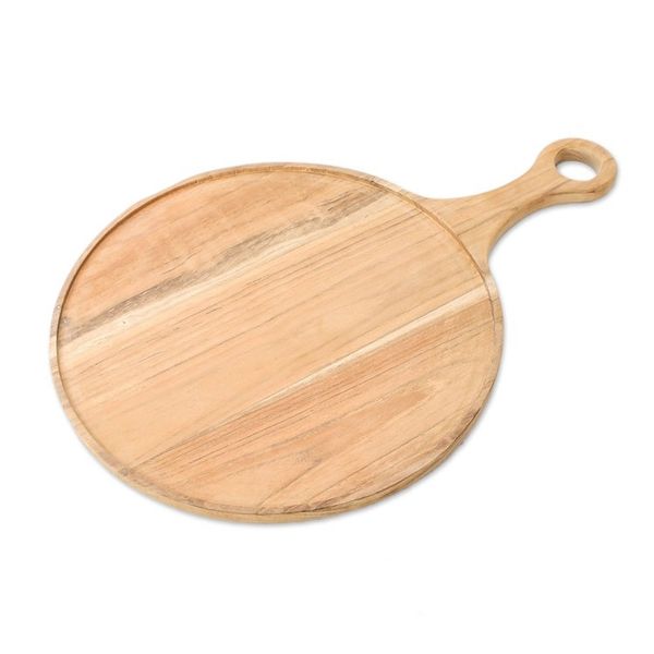 Alternate image for Handmade Teak Wood Pizza Tray from Thailand Time to Eat