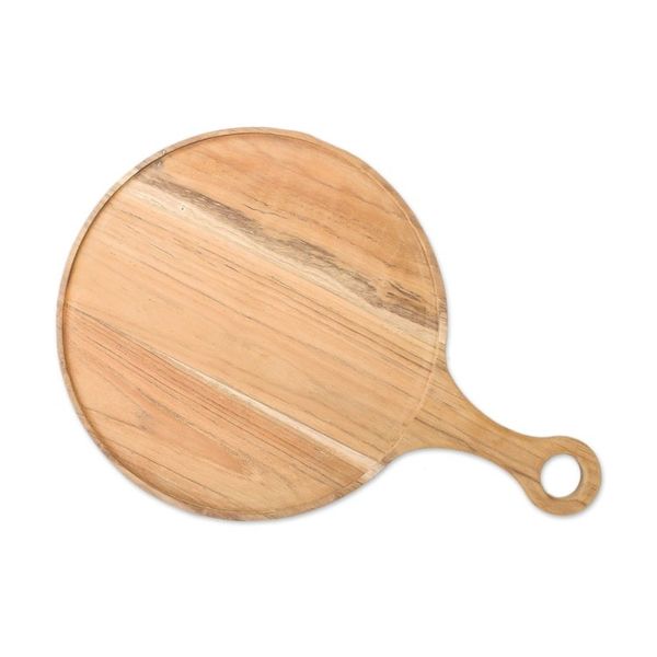 Alternate image for Handmade Teak Wood Pizza Tray from Thailand Time to Eat