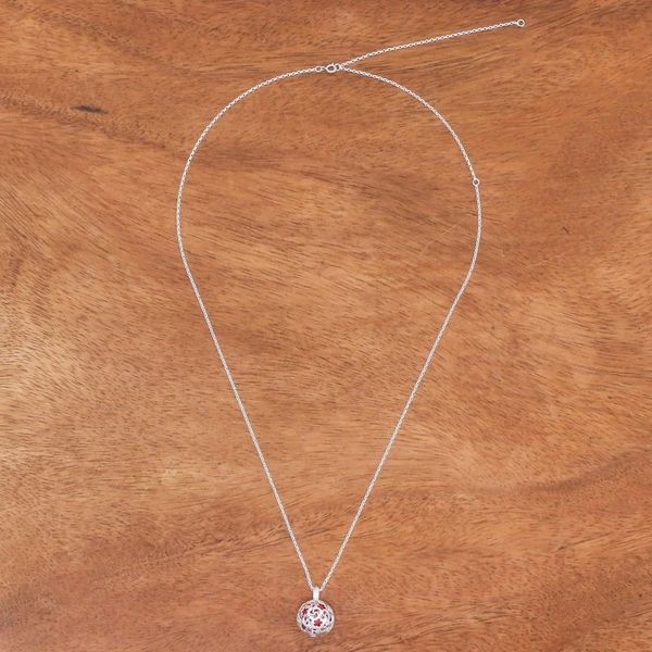 Alternate image for Ringing Bell Sterling Silver Pendant Necklace in Red Snowball