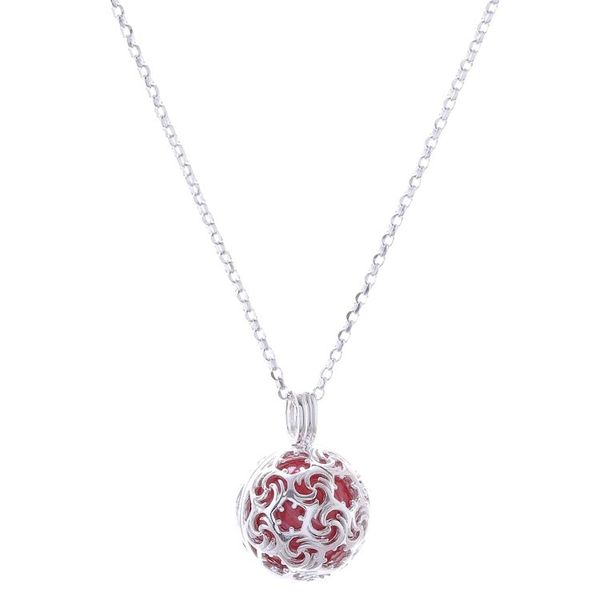 Alternate image for Ringing Bell Sterling Silver Pendant Necklace in Red Snowball