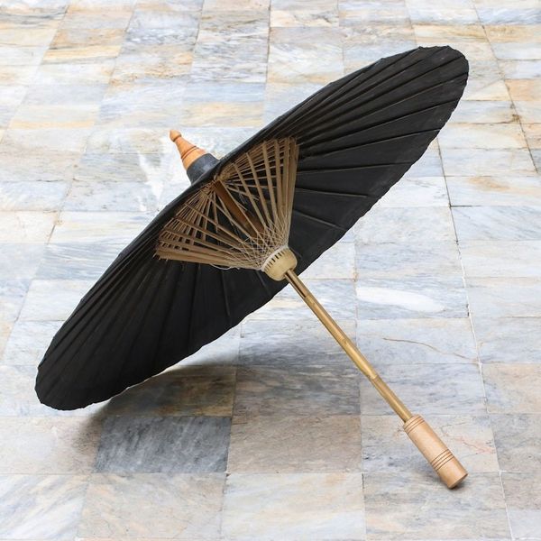 Alternate image for Cotton Parasol with Hand-Painted Designs in Silver Charming Thai in Silver
