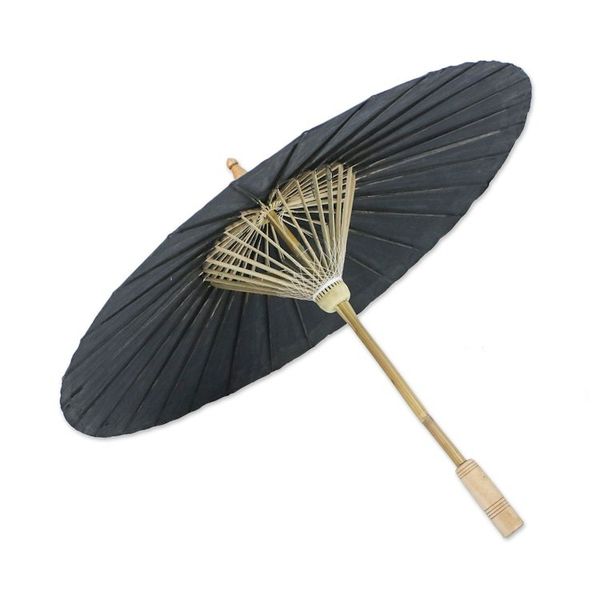 Alternate image for Cotton Parasol with Hand-Painted Designs in Silver Charming Thai in Silver