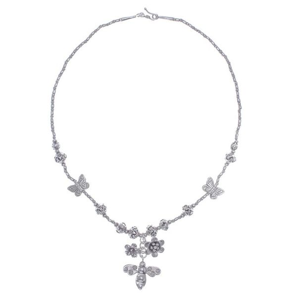 Alternate image for 950 Silver Pendant Necklace Bee and Flower Themed Bee Irresistible
