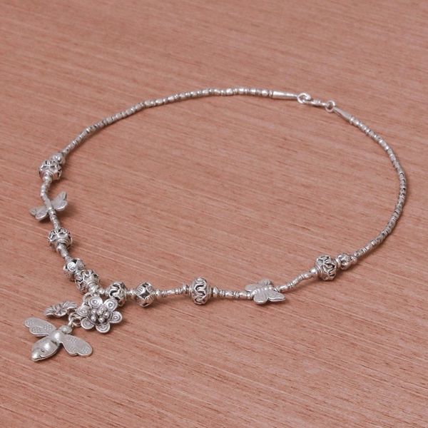 Alternate image for 950 Silver Pendant Necklace Bee and Flower Themed Bee Irresistible