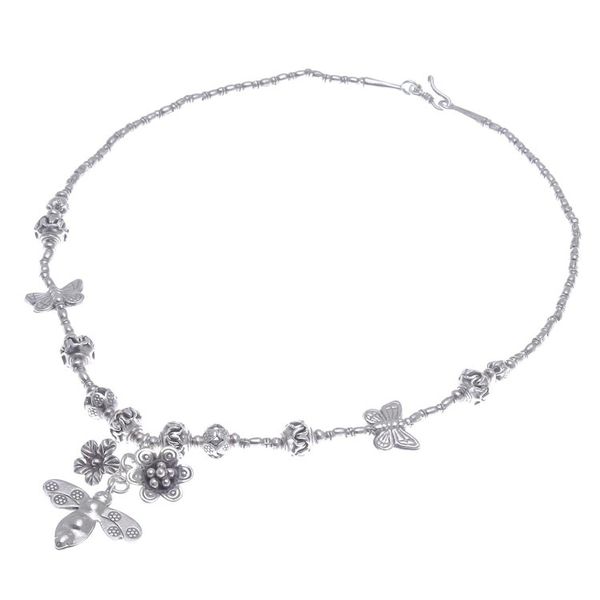 Alternate image for 950 Silver Pendant Necklace Bee and Flower Themed Bee Irresistible