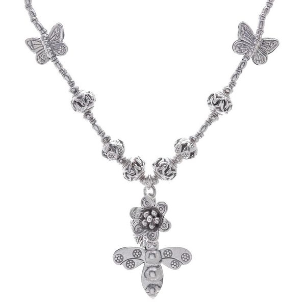 Alternate image for 950 Silver Pendant Necklace Bee and Flower Themed Bee Irresistible