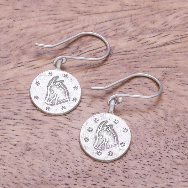 Alternate image for Karen Silver Capricorn Dangle Earrings from Thailand Karen Capricorn
