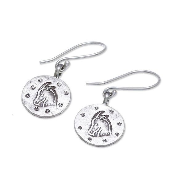 Alternate image for Karen Silver Capricorn Dangle Earrings from Thailand Karen Capricorn