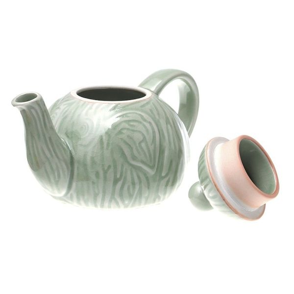 Alternate image for Celadon Ceramic Elephant Tea Set and Bamboo Tray Set for 4 Elephant Tea Party