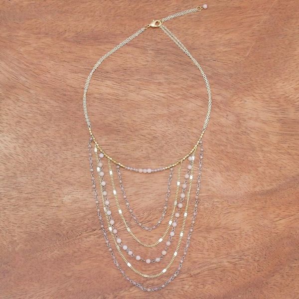 Alternate image for Gold-Accented Moonstone Beaded Strand Necklace from Thailand Cascade Dream
