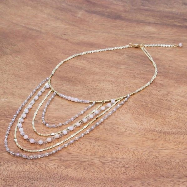 Alternate image for Gold-Accented Moonstone Beaded Strand Necklace from Thailand Cascade Dream