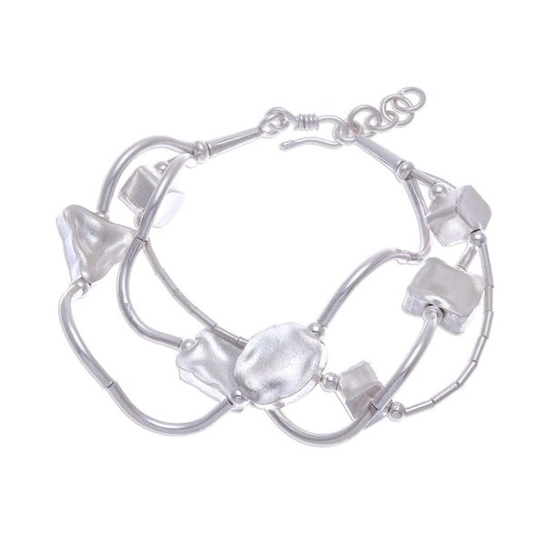 Alternate image for 950 Silver Handmade Geometric Bracelet with Extender Karen Geometry