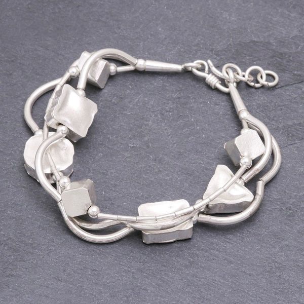 Alternate image for 950 Silver Handmade Geometric Bracelet with Extender Karen Geometry