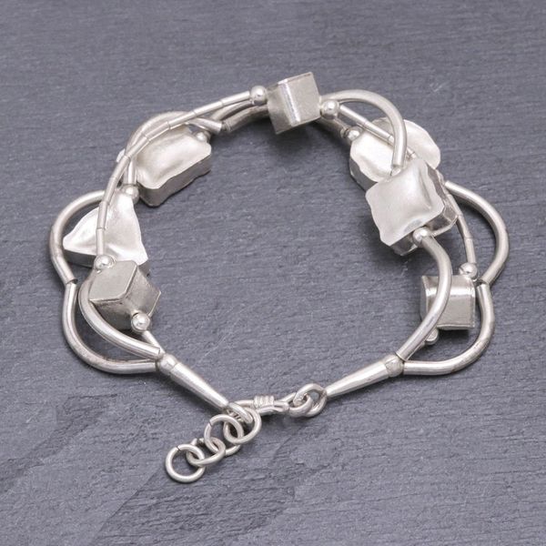 Alternate image for 950 Silver Handmade Geometric Bracelet with Extender Karen Geometry
