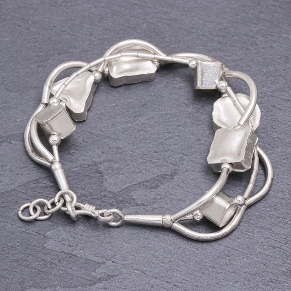 Alternate image for 950 Silver Handmade Geometric Bracelet with Extender Karen Geometry