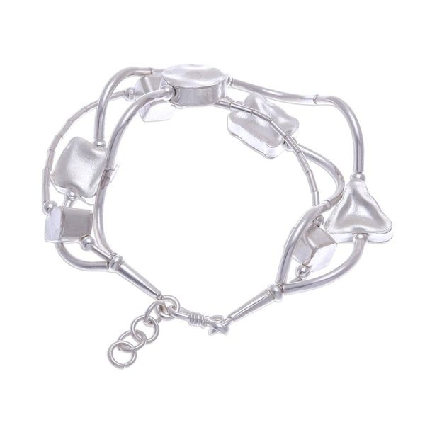Alternate image for 950 Silver Handmade Geometric Bracelet with Extender Karen Geometry