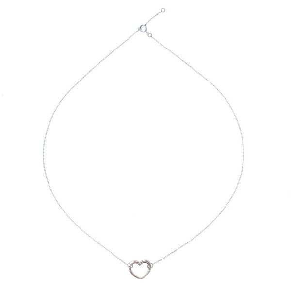 Alternate image for Rose Gold Accented Sterling Silver Heart Necklace Big Heart